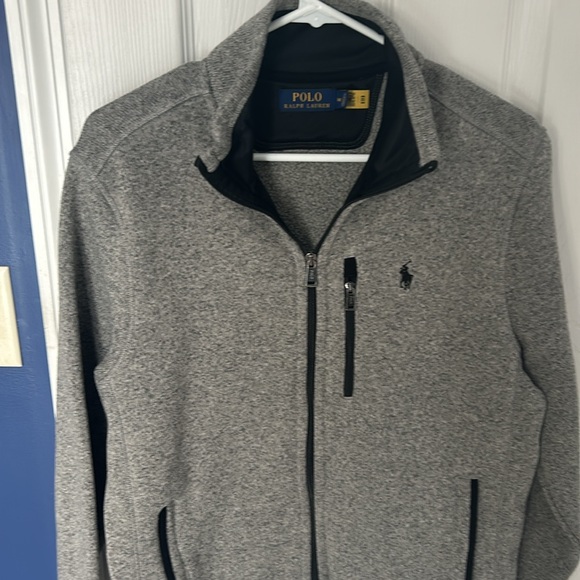 Polo adult medium gray full zip cotton sweater - Picture 3 of 5